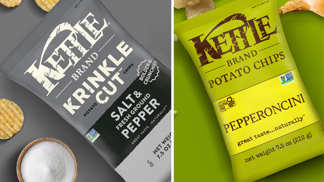 Kettle Brand Potato Chips in Salt & Fresh Ground Pepper and Pepperoncini