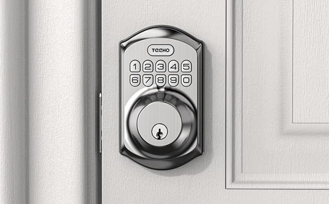 Keyless Entry Door Lock with Keypad on a Door