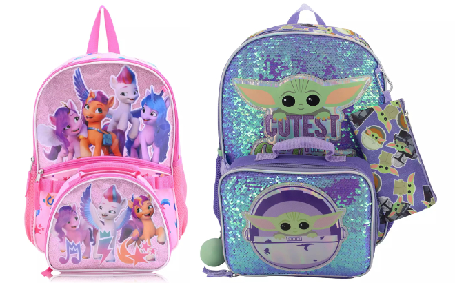 Kids My Little Pony and The Mandalorian 5 Piece Backpack Set