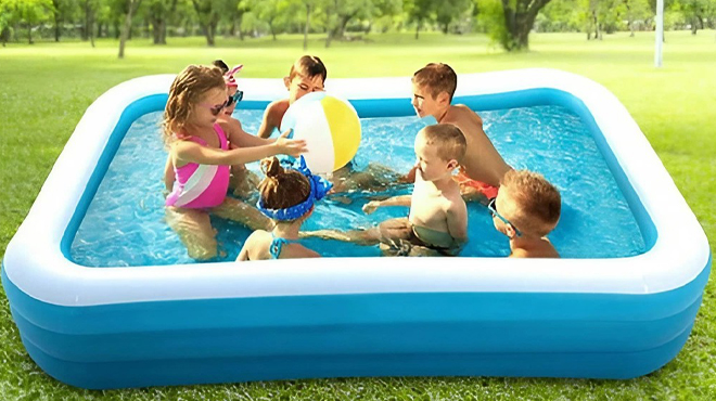 Kids Playing in a Naipo Inflatable Swimming Pool