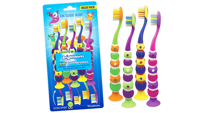 Kids Suction Cup Toothbrushes 10 Count