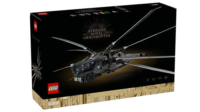 LEGO Icons Dune Atreides Royal Ornithopter Set On White Background