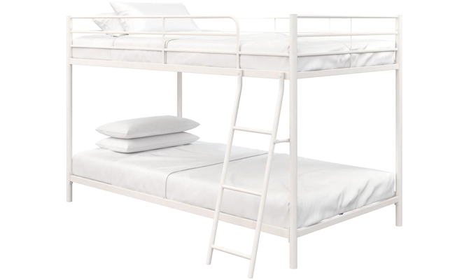 Mainstays Small Spaces Twin over Twin Low Profile Junior Bunk Bed Frame in White