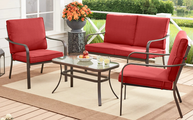 Mainstays Stanton 4 Piece Outdoor Patio Conversation Set