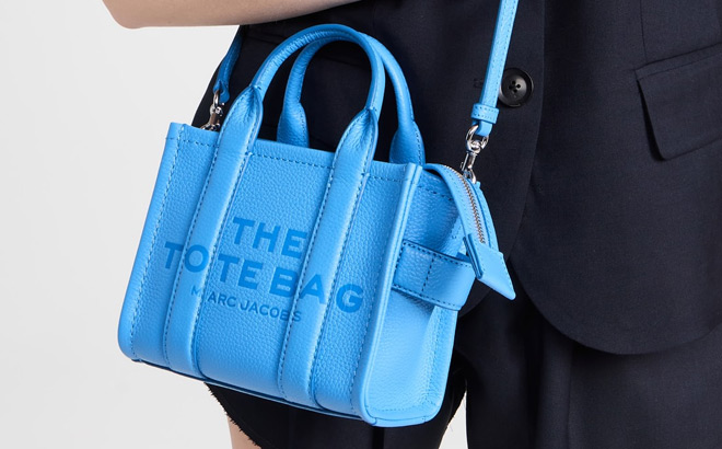 Marc Jacobs The Leather Crossbody Tote Bag in Spring Blue Color