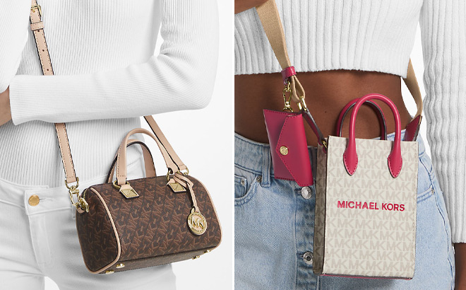 Michael Kors Grayson Small Empire Signature Bag and Mirella Extra Small Signature Bag