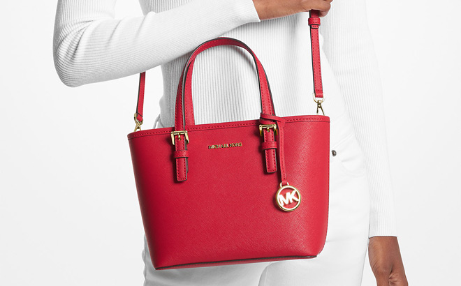 Michael Kors Jet Set Travel Extra Small Saffiano Leather Bag in Red