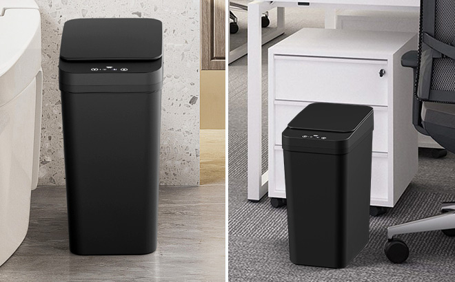 Motion Sensor Trash Can 2 Pack Black