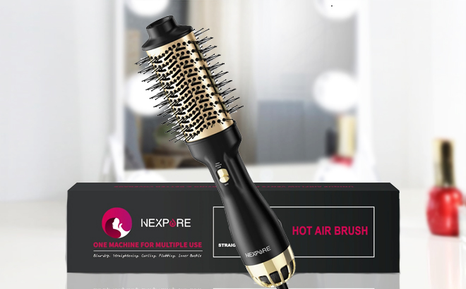 Nexpure Hot Air Brush on a Makeup Table