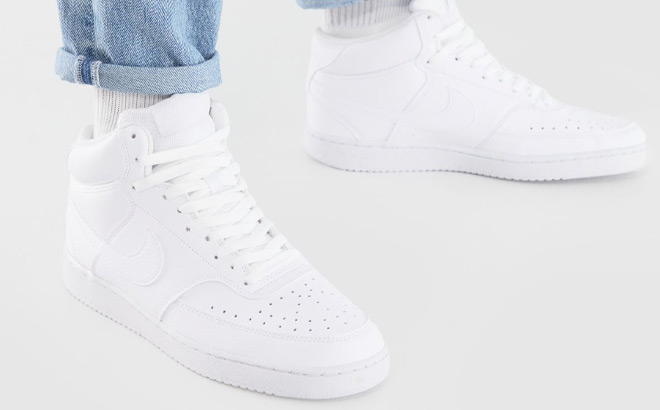 Nike Court Vision Mid Casual Shoes in White Color