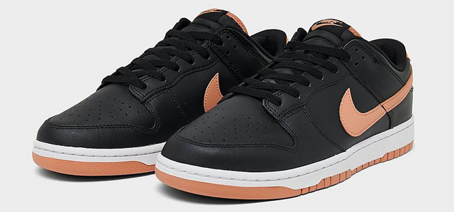 Nike Dunk Low Mens Casual Shoes in Black Amber Brown Black White Color