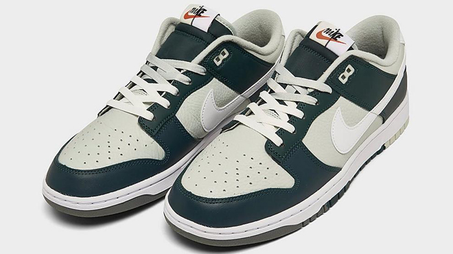 Nike Dunk Low Premium Split Shoes in Deep Jungle White Light Silver Colors