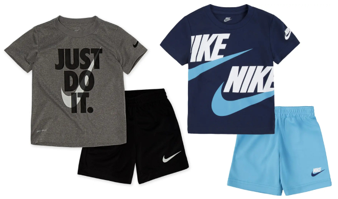 Nike Toddler Just Do It T Shirt Shorts Set and Split Futura T Shirt Shorts Set