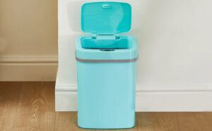 Ninestars Teal Blue Automatic Motion Sensor Trash Can