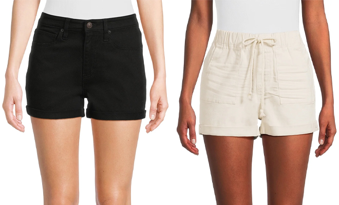 No Boundaries Juniors High Rise Denim Shorts and Juniors Utility Shorts