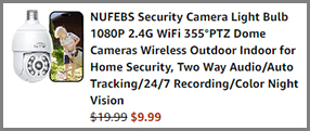 Nufebs Security Camera Light Bulb at Amazon