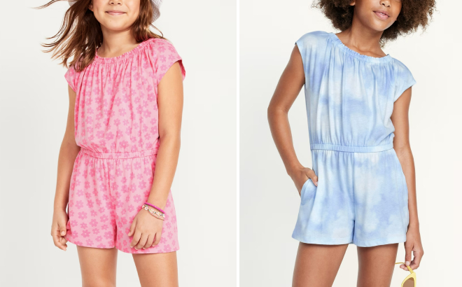 Old Navy Girls Short Sleeve Cinched Waist Romper