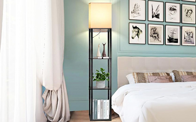 PARTPHONER Floor Lamp with Shelves