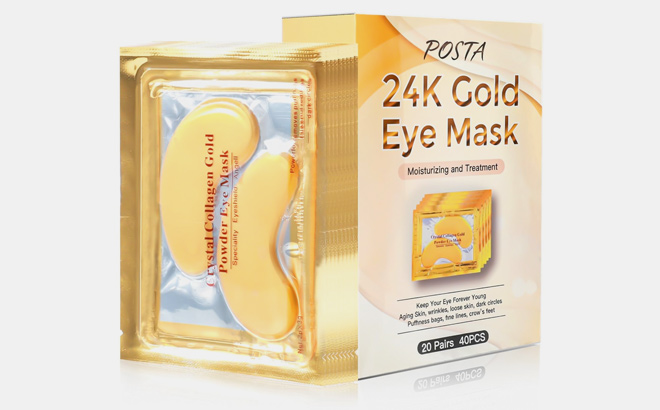 POSTA 24K Gold Eye Mask 20 Pairs Eye Treatment Mask With Collagen