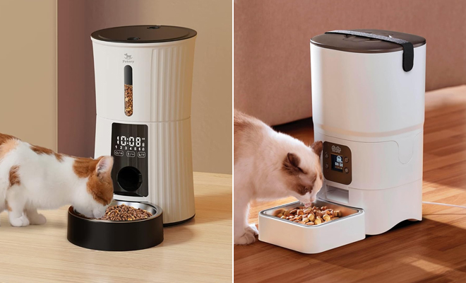 Petory Timed Automatic Cat Feeder and Automatic Cat Food Dispenser with Display LCD Screen