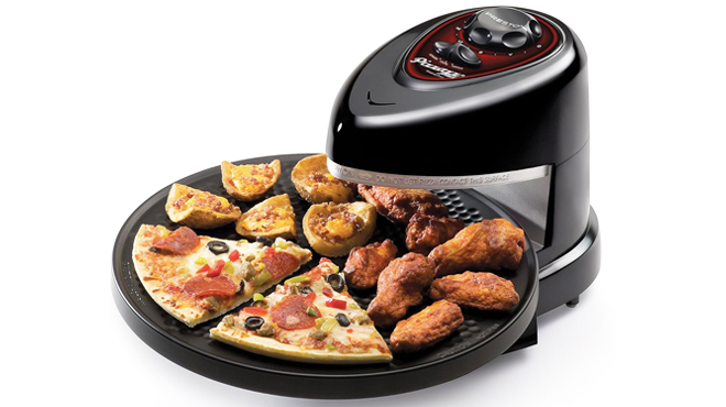 Presto Pizzazz Plus Rotating Oven Filled with Food