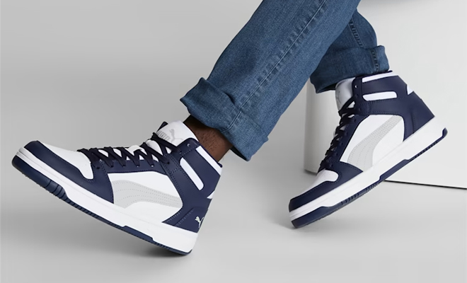 Puma Rebound LayUp Mens Sneakers in White and Blue