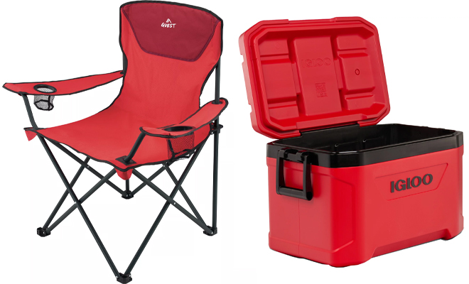 Quest Oversized Folding Chair and Igloo 52 Quart Latitude Cooler