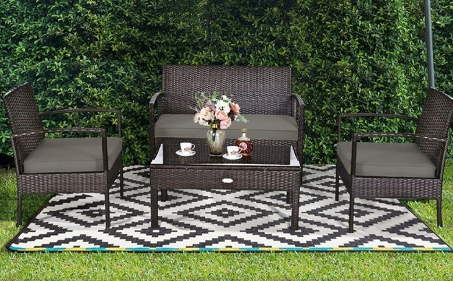 Rattan 4 Piece Patio Furniture Set