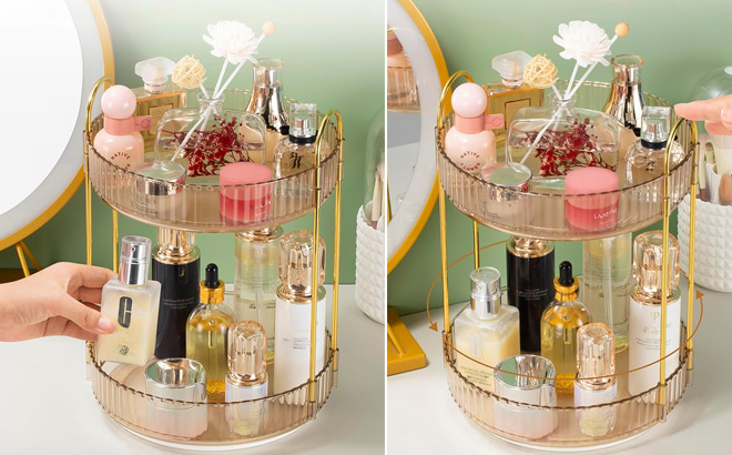 Rotary Makeup Organizer on the Counter