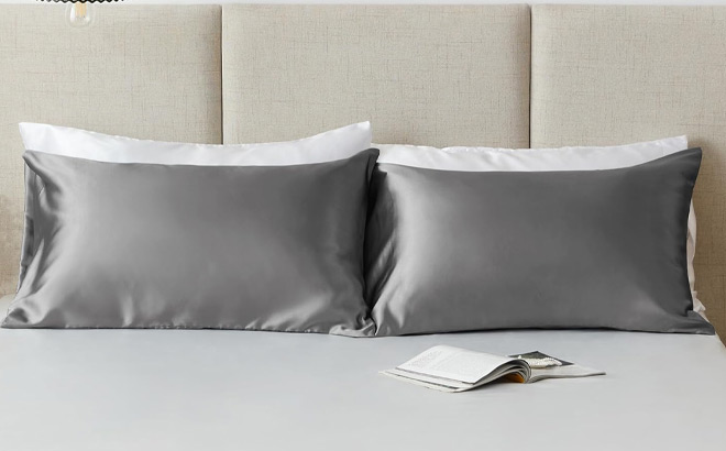 Satin Pillowcases on a Bed