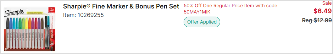 Sharpie Fine Markers and Bonus Pen Set Checkout