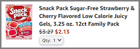 Snack Pack Sugar Free Juicy Gels 12 Count at Amazon