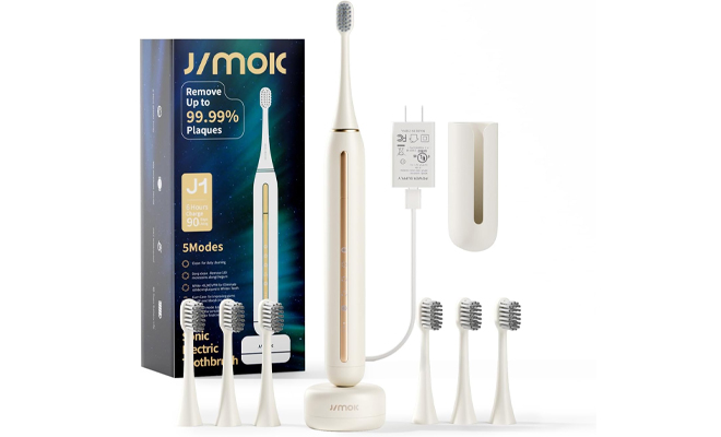 Sonic Rechargeable Electric Toothbrush with 6 Brush Heads Charging Plug