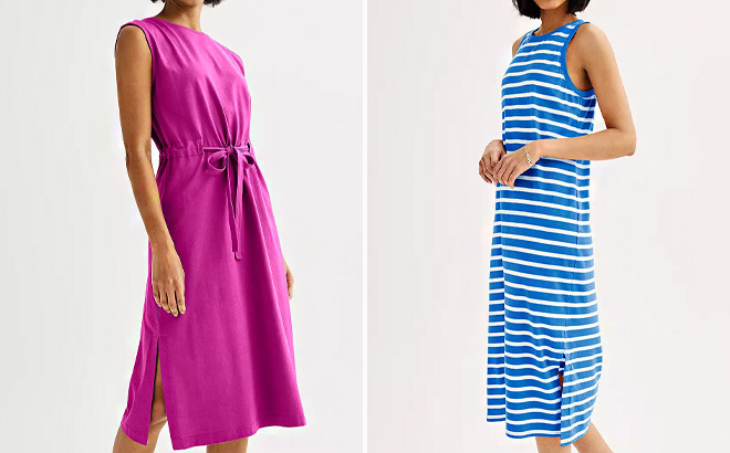 Sonoma Goods For Life Belted Knit Dress and Midi Tank Dress