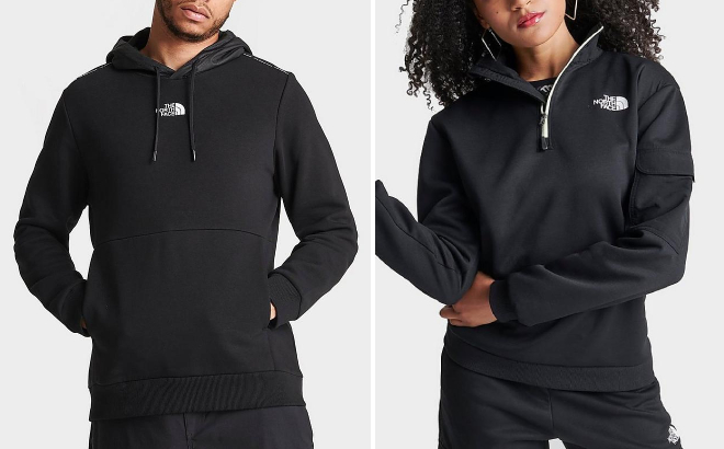 The North Face Mens Changala Hoodie and Womens Cargo Quarter Zip Jacket