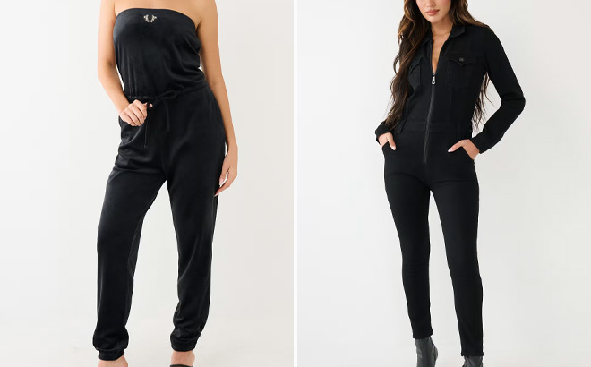 True Religion Crystal HS Velour Tube Jumpsuit