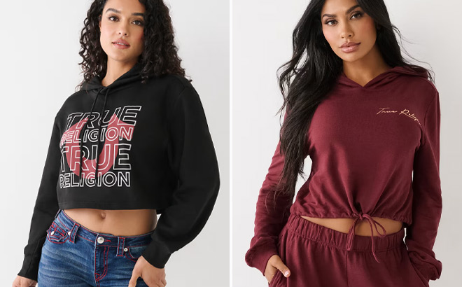 True Religion Logo Crop Hoodie