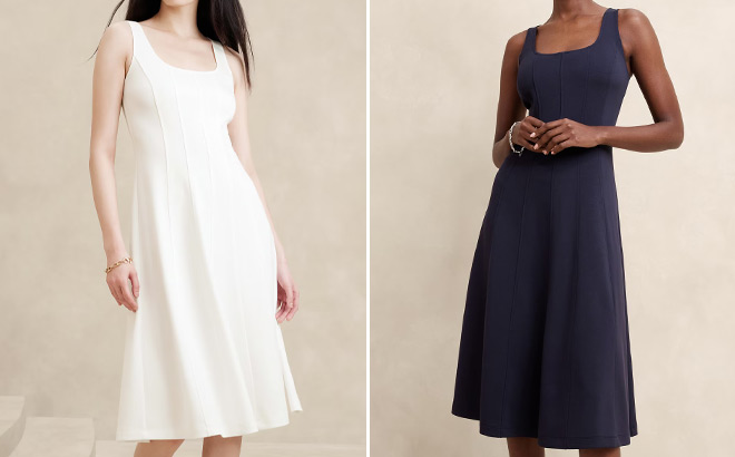 Two Banana Banana Republic Scuba Square Neck Midi Dresses