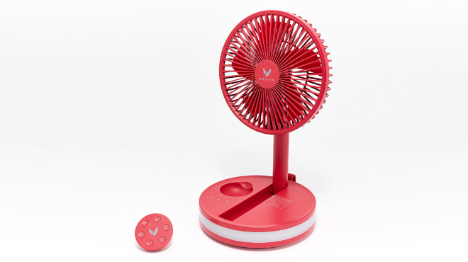 Venty Rechargeable Portable Telescopic Fan with Remote Control in Red