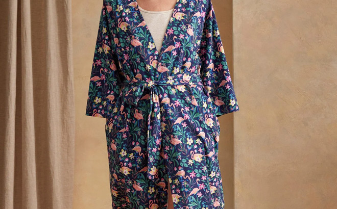 Vera Bradley Flamingo Garden Knit Robe