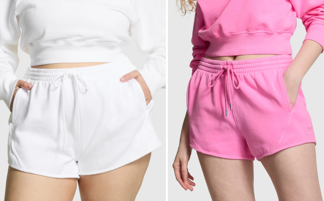 Victorias Secret PINK Ivy Fleece Curved Hem Shorts