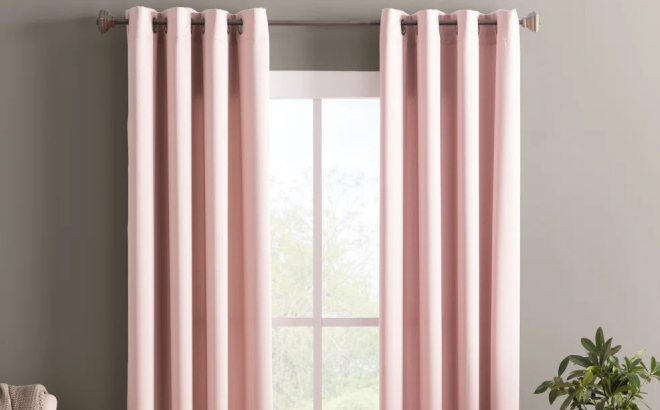 Wayfair Basics Thermal Room Darkening Grommet Curtain Panel in Blush Color