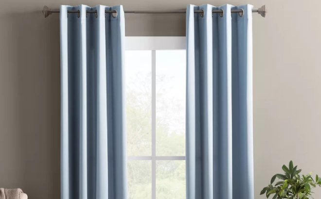 Wayfair Basics Thermal Room Darkening Grommet Curtain Panel in Vintage Blue Color