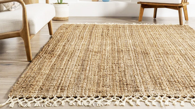 Werts Handmade Tufted Farmhouse Jute Tasseled Brown Rug