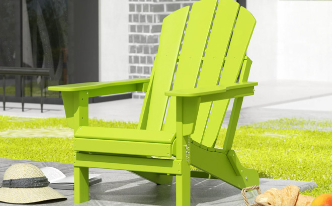 Westintrends Outdoor Folding Adirondack Chair in Lime Color