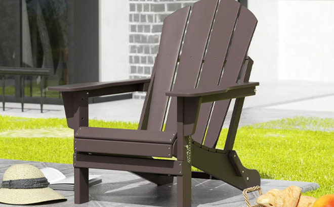 Westintrends Outdoor Folding HDPE Adirondack Chair in Dark Brown Color