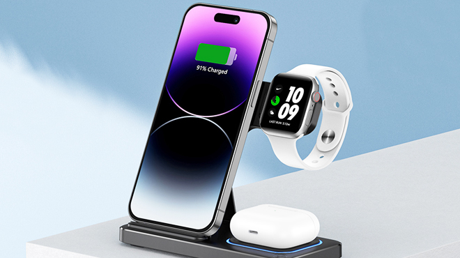 Wireless Charging Station Stand for Apple Devices