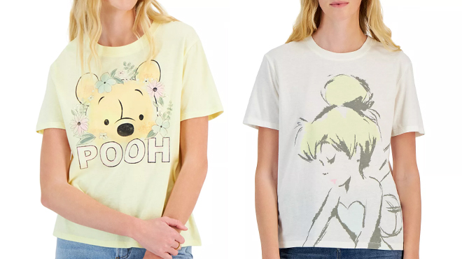 Women Wearing Disney Pooh Tinkerbell Tees