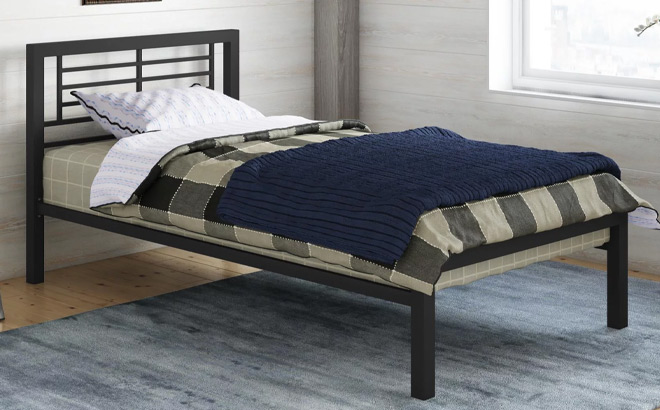 Your Zone Twin Metal Bed in Black