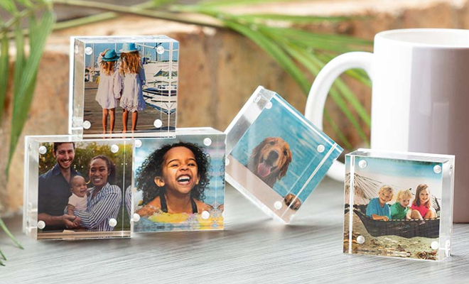 2x2 Acrylic Photo Blocks on a Table